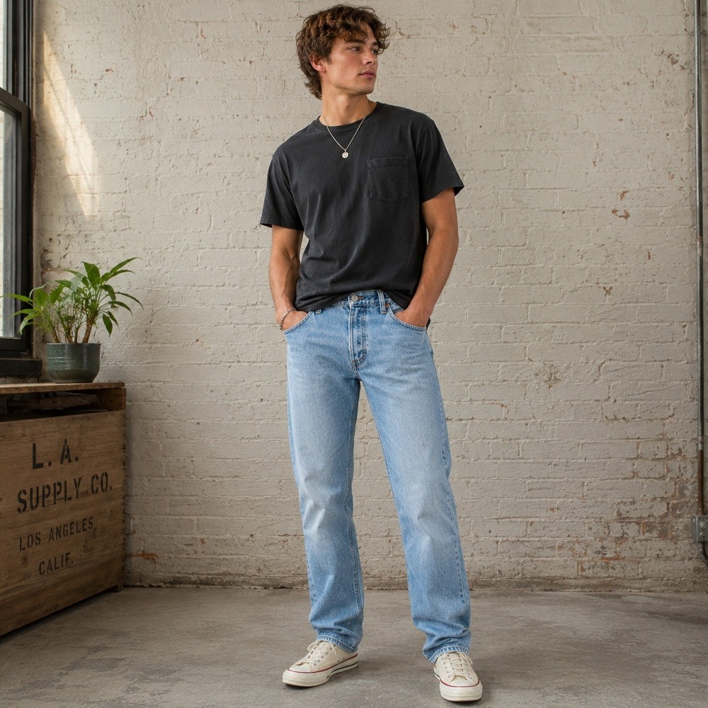 Levis 501 Original Fit Jeans Light Wash Blue Denim Button Fly Straight Leg 32x34